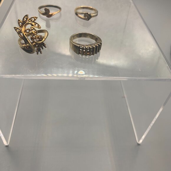 4ct Vintage Salesman Sample  ELECTRO PLATED  UNMARKED Women’s Size 7 Rings - Picture 2 of 11
